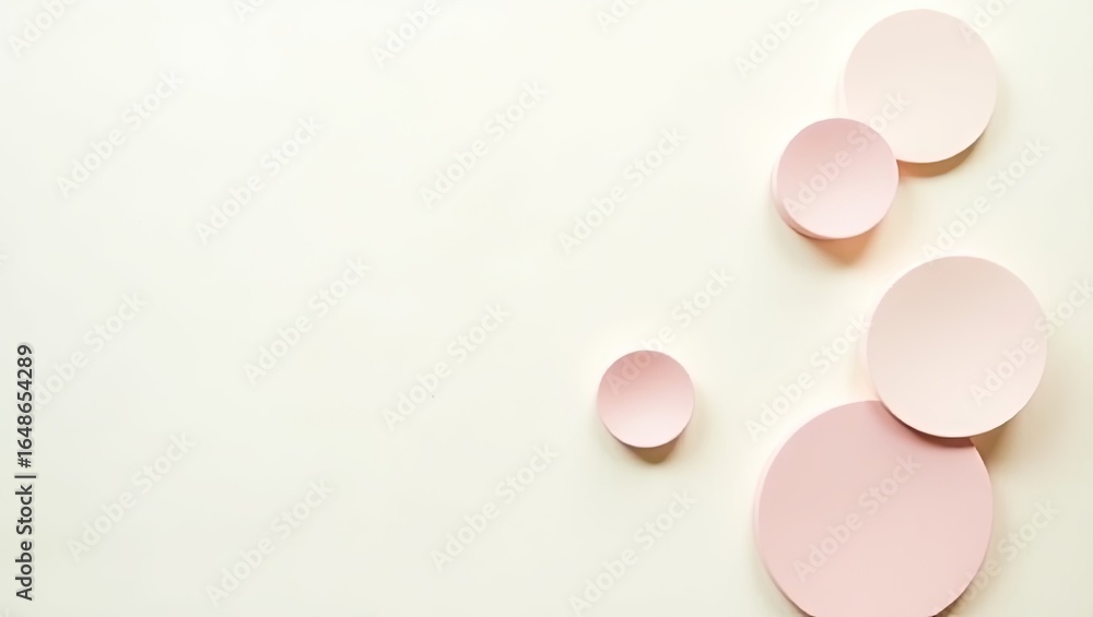 Pink circles arranged on a cream background. Pink circles arranged on a cream background.