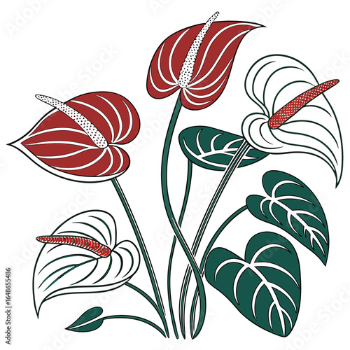 Foto anthuriums hawaii on white background