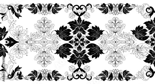 Elegant floral damask pattern with a vintage touch, perfect for sophisticated design projects and invitations