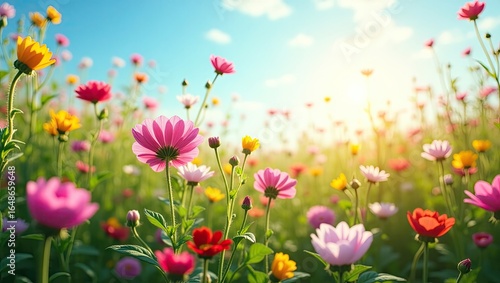 Wallpaper Mural Vibrant flowers in a field under a bright sky. Torontodigital.ca