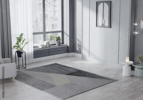 Modern minimalist realistic interior rendering