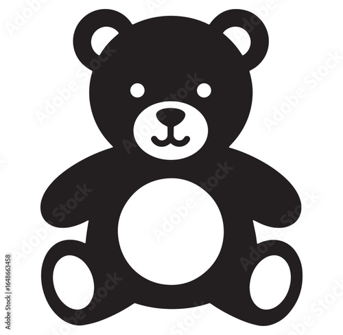 Adorable black and white teddy bear vector illustration for children and baby designs
