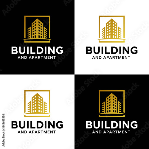 Golden building logo design inspiration