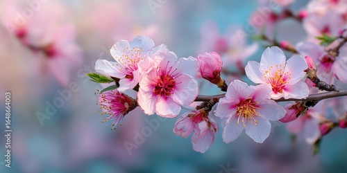 Stunning Almond Tree Branch in Full Bloom: Celebrate Spring with Vibrant Flowers and Warm Sunshine