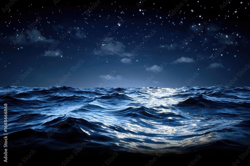 Fototapeta premium Dark, starlit ocean at night
