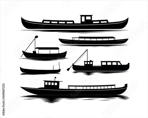 River Boat Silhouette EPS Template Vector Design on a White Background