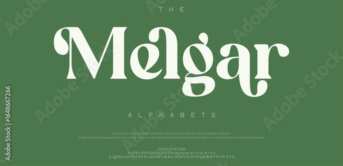 Melgar  minimal luxury font alphabet logo. Typography beauty fashion elegant minimalist serif italic fonts decorative wedding vintage retro logos. vector illustration