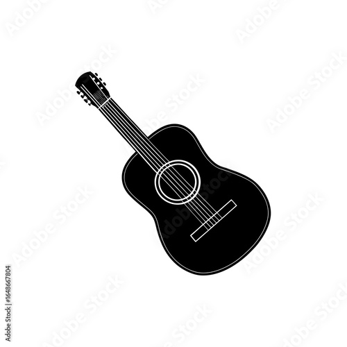 Black silhouette of an acoustic guitar musical instrument
