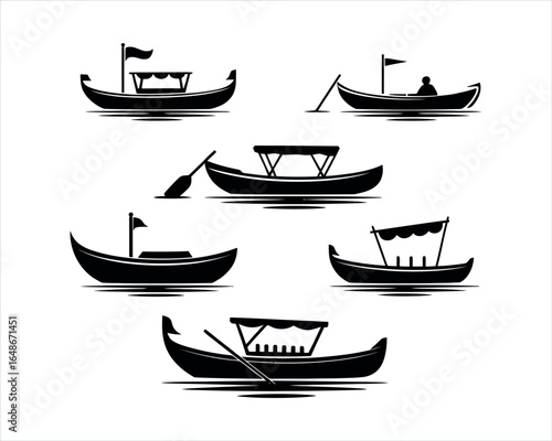 River Boat Silhouette Nautical Vector Illustration