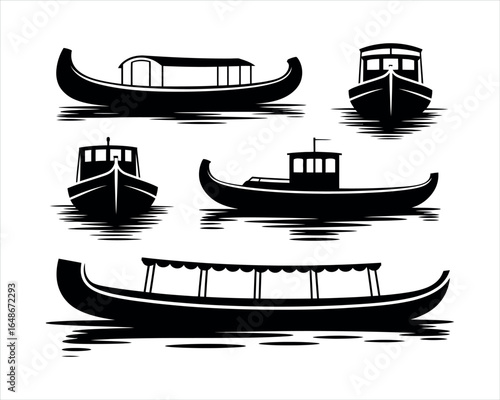 River Boat Silhouette Simple Illustration