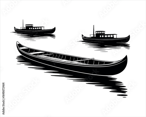 River Boat Silhouette Vector Graphic Icon Design