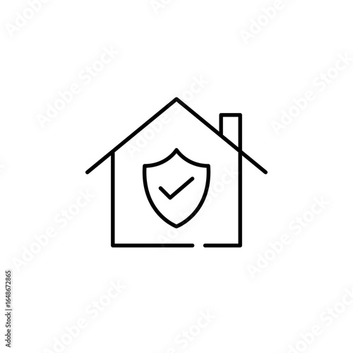 Verified home security, trusted household protection, secure residence. Pixel perfect, editable stroke vector icon