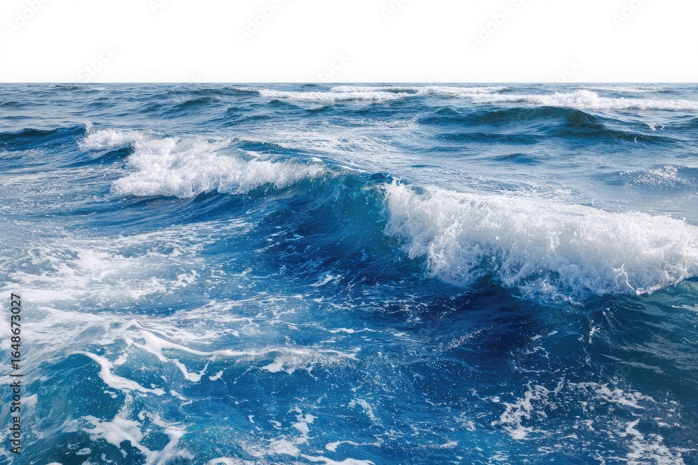 Fototapeta premium Wide ocean view with waves crashing