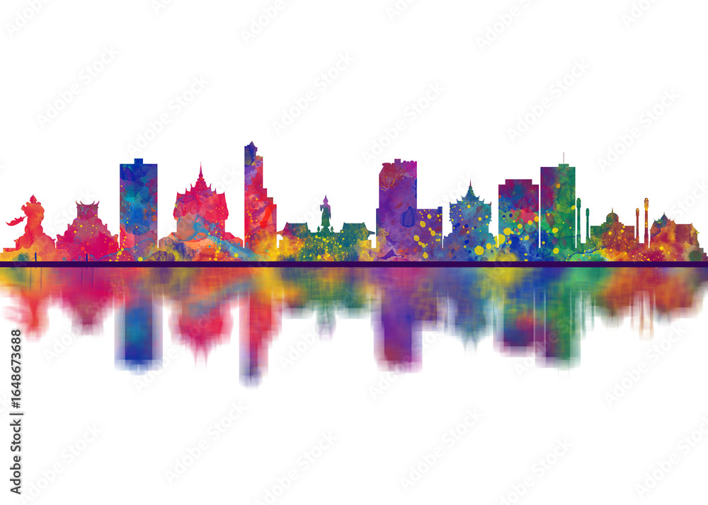 Obraz premium Hat Yai Thailand Skyline. Cityscape Skyscraper Buildings Landscape City Downtown Abstract Landmarks Travel Art