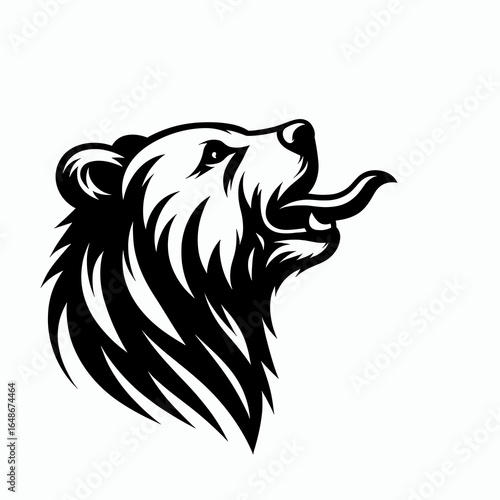 Bears catching snowflakes tongues. Cartoon Animal Clipart Silhouette Vector Illustration Line Art Illustration. Wildlife licking frozen crystal water winter behavior with open mouth.