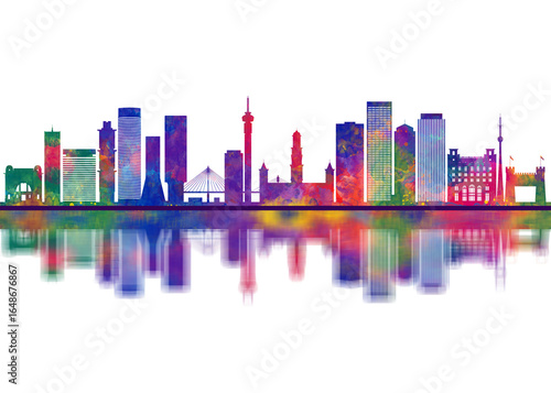 Wallpaper Mural Johannesburg South Africa Skyline. Cityscape Skyscraper Buildings Landscape City Downtown Abstract Landmarks Travel Art Torontodigital.ca