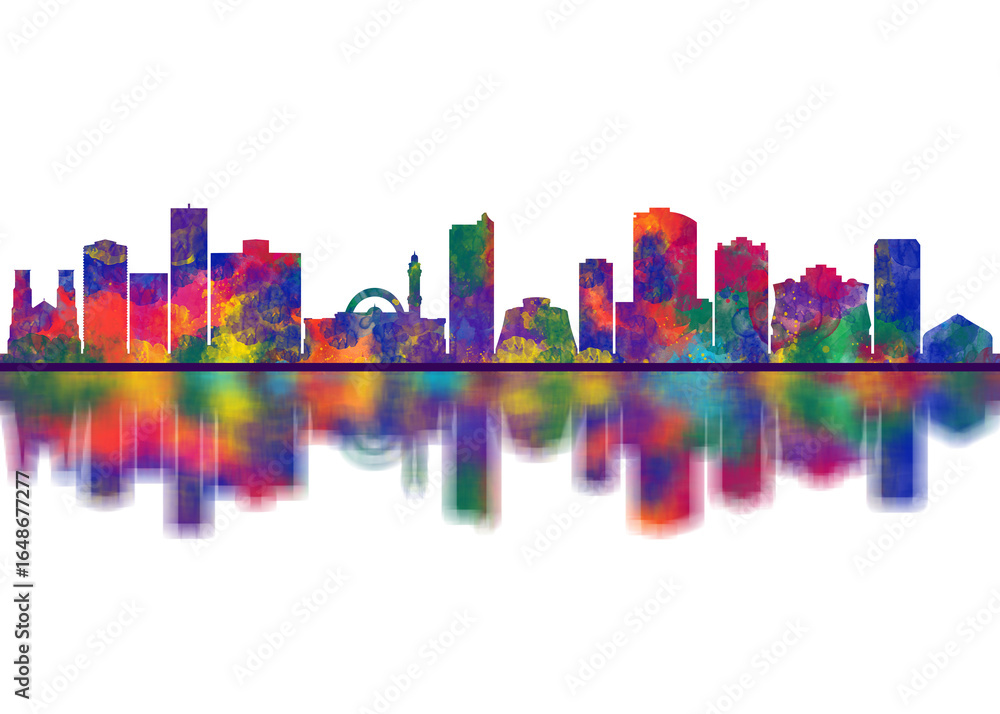 Obraz premium Kampala Uganda Skyline. Cityscape Skyscraper Buildings Landscape City Downtown Abstract Landmarks Travel Art