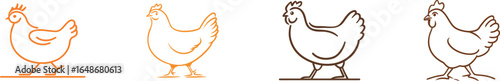 A minimalist one-line drawing of a chicken stands out on an isolated white background