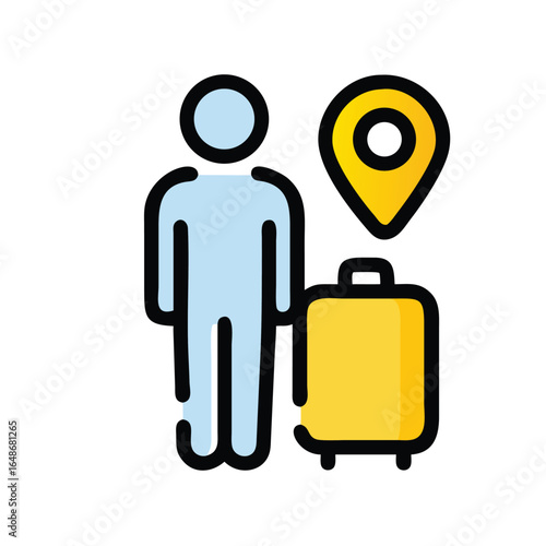 person with a Suitcase Outline Vector Icon on White Background