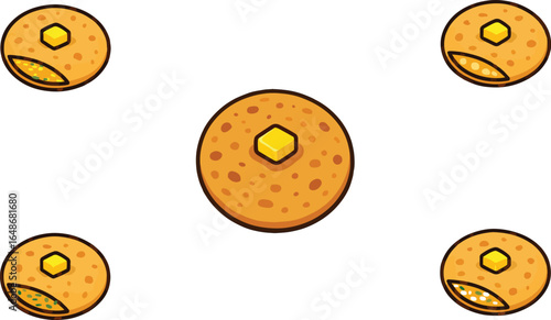 Stuffed Paratha Collection Vector Illustration