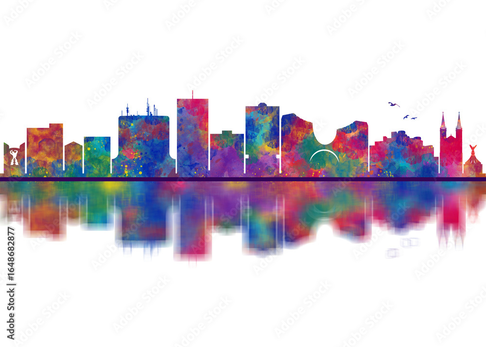 Obraz premium Lome Togo Skyline. Cityscape Skyscraper Buildings Landscape City Downtown Abstract Landmarks Travel Art