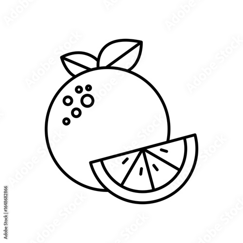 Orange Fruit Line Icon: Citrus and Fresh Produce