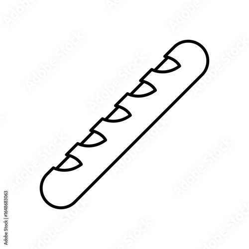 Baguette Bread Line Icon: Freshly Baked Food and Bakery Item