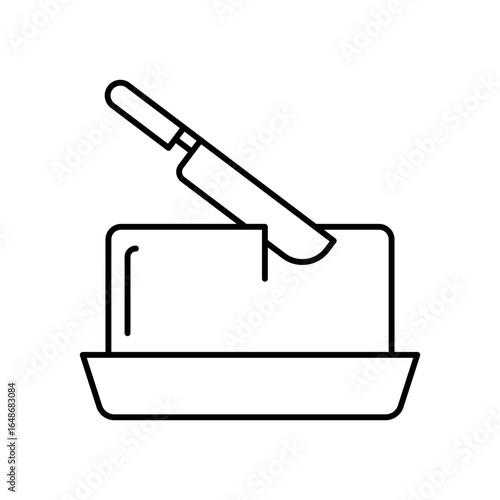 Butter Dairy Line Icon: Food Ingredient and Cooking