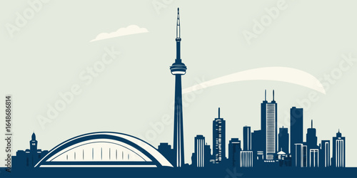 Toronto City Skyline Vector Featuring Landmark Silhouette