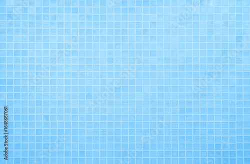 Blue light ceramic wall chequered and floor tiles mosaic background in bathroom, kitchen. Design pattern geometric with grid wallpaper texture decoration pool. Simple seamless abstract surface clean.