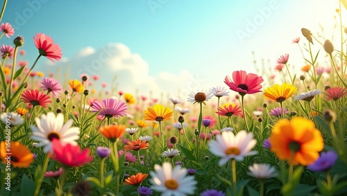 Wallpaper Mural Vibrant flowers fill a sunny meadow. Torontodigital.ca