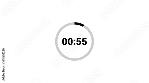 Wallpaper Mural 60 seconds to 0 second animation. 1 minutes countdown on white background. 4K Video Torontodigital.ca