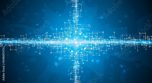 Intricate network of interconnected nodes forming a complex technological nexus