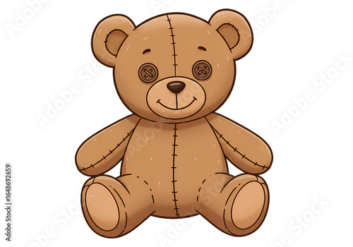 Brown Teddy Bear Illustration Cute Plush Toy Graphic for Kids isolated on transparent background