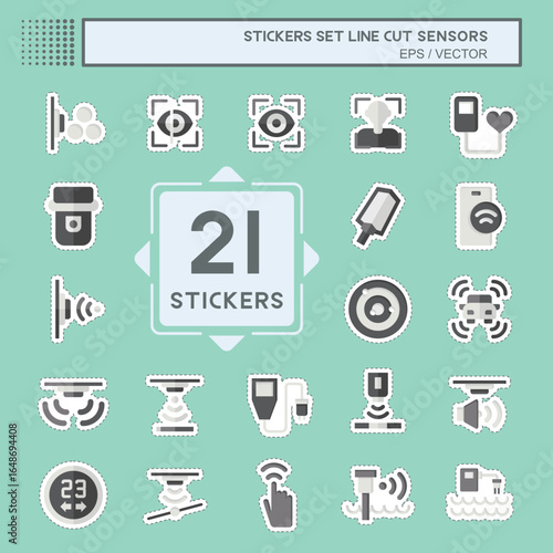 Sticker line cut Set Sensors. related to Education symbol. design editable