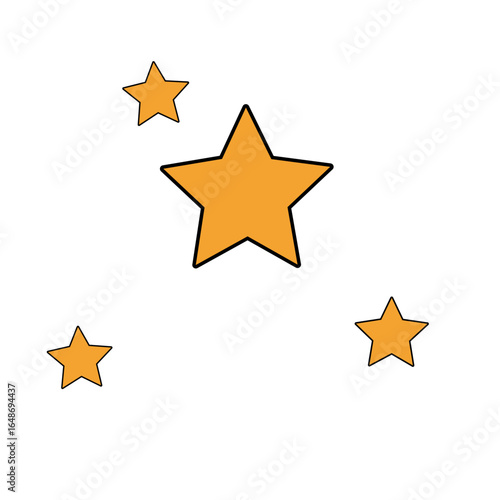 Yellow star vector illustration in flat cartoon style, representing celestial body and astronomy icon, isolated on dark background