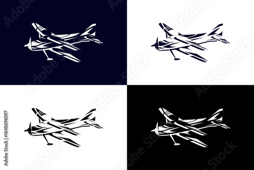 turbo proppeler private plane. Business aviation. Single flat solid color graphics for icon, print, vynil, logo, presentations etc. two colors variations can be selected are blue and black