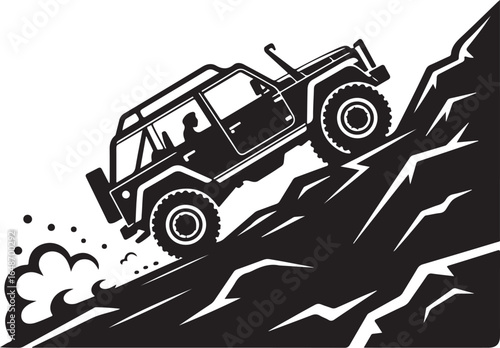 Rugged 4x4 climbing steep rocky terrain with determination