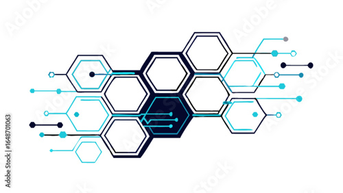 Abstract technology network hexagon background vector design for digital innovation and science 100