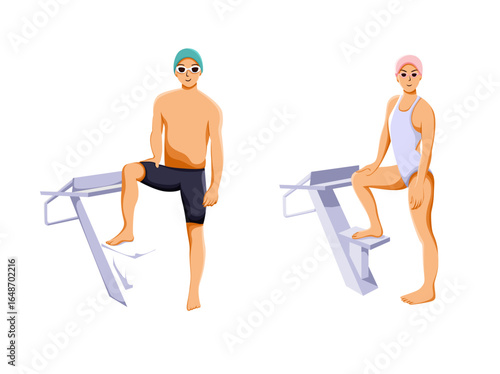 Illustration of Swimmer on Diving Board