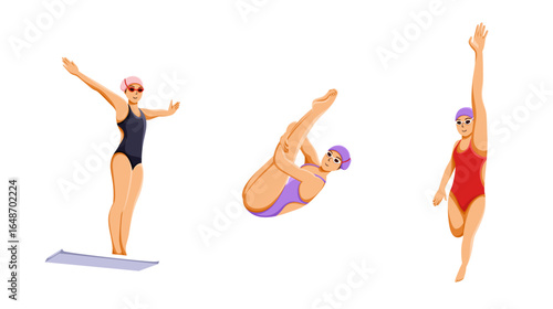 Illustration of a Woman Swimmer in Action