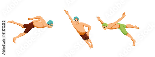 Illustration of a Man Swimmer in Action