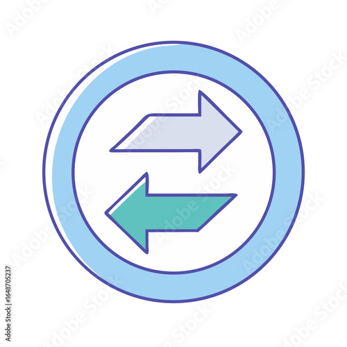 Circular diagram showing a reversible process with two arrows, one going each direction
