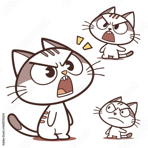 A vibrant vector design featuring a collection of expressive and humorous cat emojis in various moods and actions perfect for digital communication and creative projects