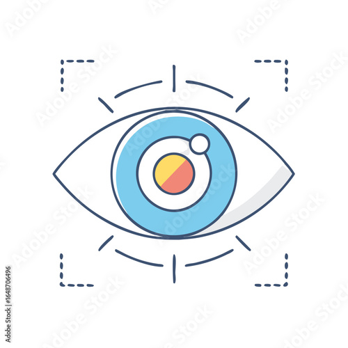 Abstract stylized eye icon within focus target marks concept illustration