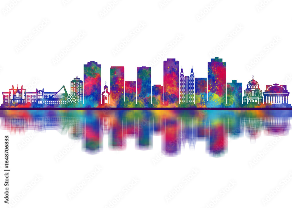Fototapeta premium Novosibirsk Russia Skyline. Cityscape Skyscraper Buildings Landscape City Downtown Abstract Landmarks Travel Background Modern Art