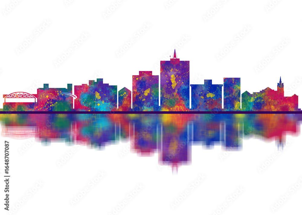 Fototapeta premium Odessa Texas Skyline. Cityscape Skyscraper Buildings Landscape City Downtown Abstract Landmarks Travel Background Modern Art