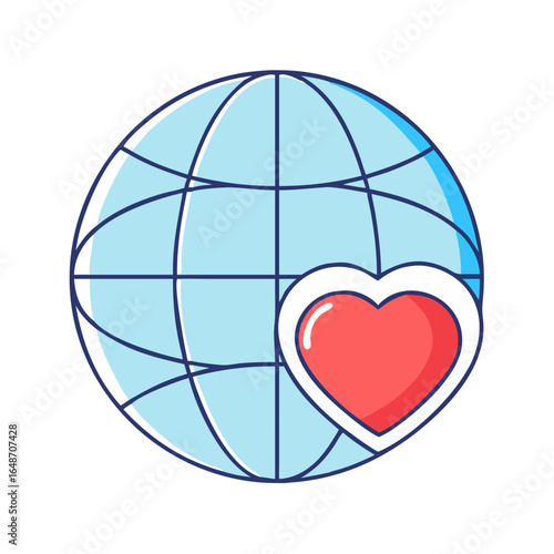 Global Love Icon, Vector Illustration for International Charity and Humanitarian Aid