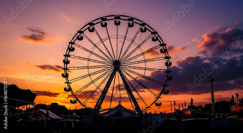 Wallpaper Mural Spectacular ferris wheel silhouette against a vibrant sunset sky showcasing an urban amusement Torontodigital.ca