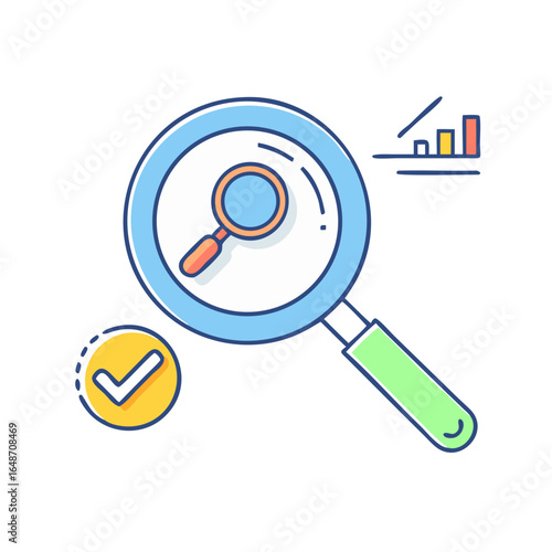 Data analysis shows an upward trend with check mark for validity illustration
